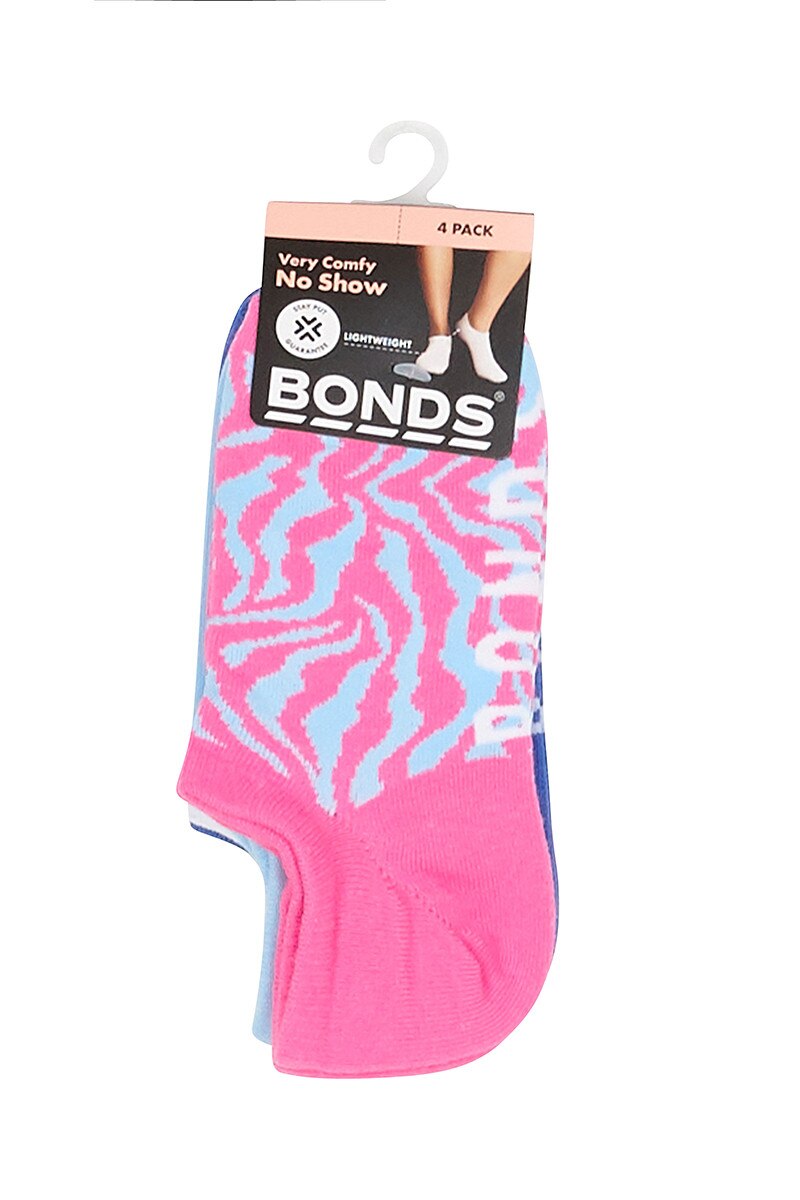 Bonds Womens Pattern No Show Socks 4 Pack - Wavy Daisy