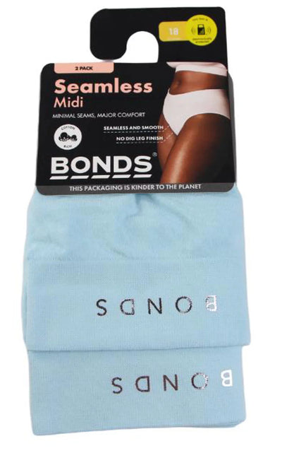 Bonds Women's Seamfree Midi Brief 2 Pack - Calm Blue