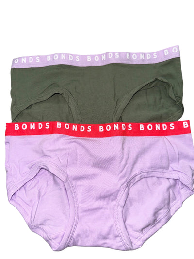 Bonds Womens Hipster Boyleg Briefs 2 Pack -Lilac/Khaki