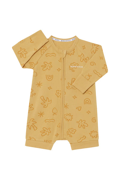 Bonds Wonderfresh Long Sleeve Romper - Treasure Hunt Mustard