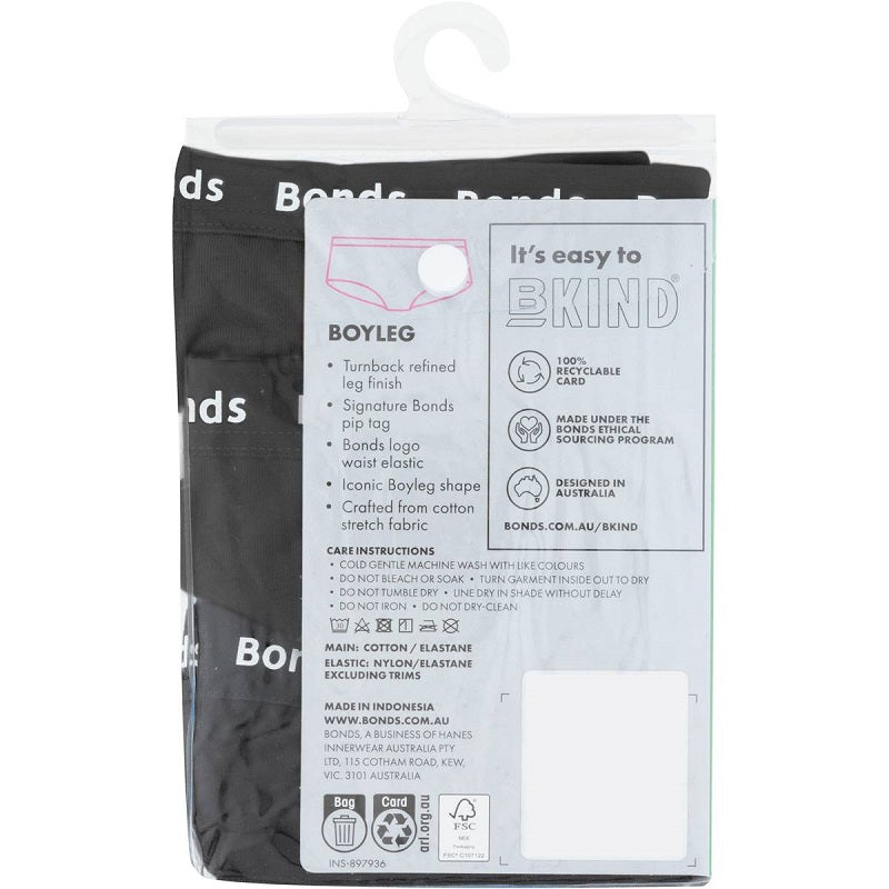 Bonds Womens Boyleg 3 Pack - Black