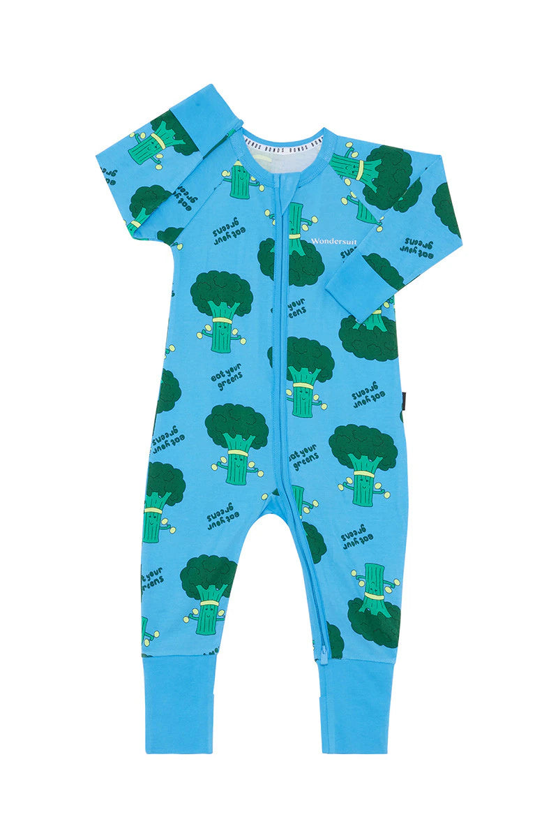 Bonds Zip Wondersuit - Eat Your Greens Blue