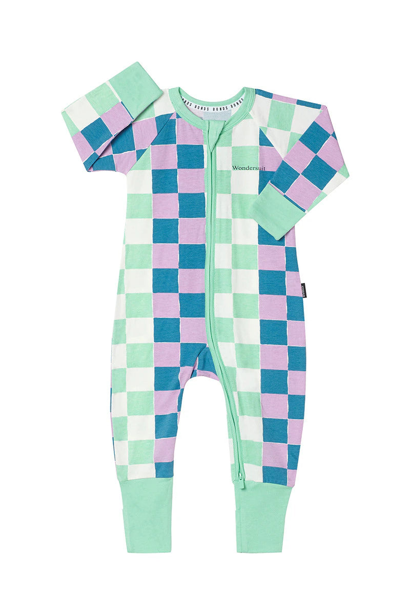 Bonds 2 Way Zip Wondersuit - Checked Out Pink / Blue