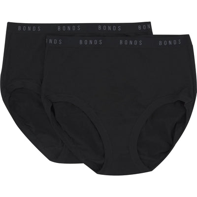 Bonds Women's Cottontails Full Brief 2 Pack - Black