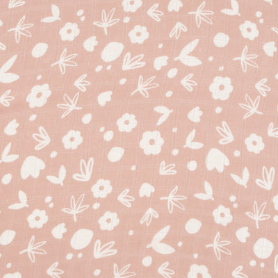All 4 Ella Bamboo Cotton Fitted Cot Sheet - Dusty Pink Daisy