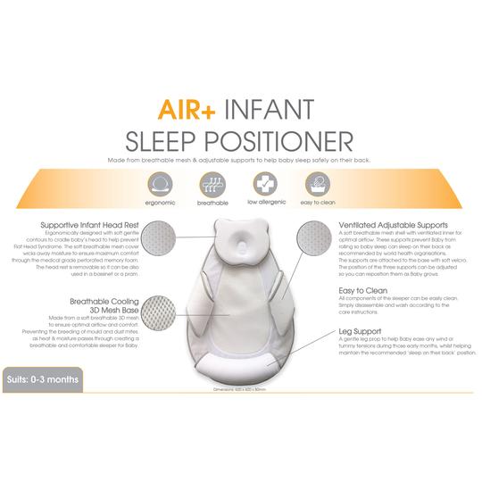 Bubba Blue Air+ Infant Sleep Positioner With Head Rest - Grey