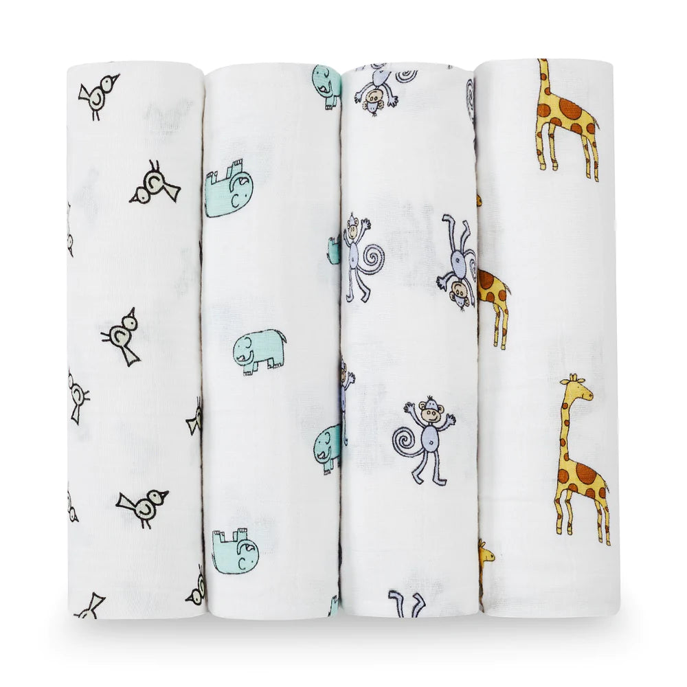 Aden and Anais Classic Swaddle 4 Pack - Jungle Jam