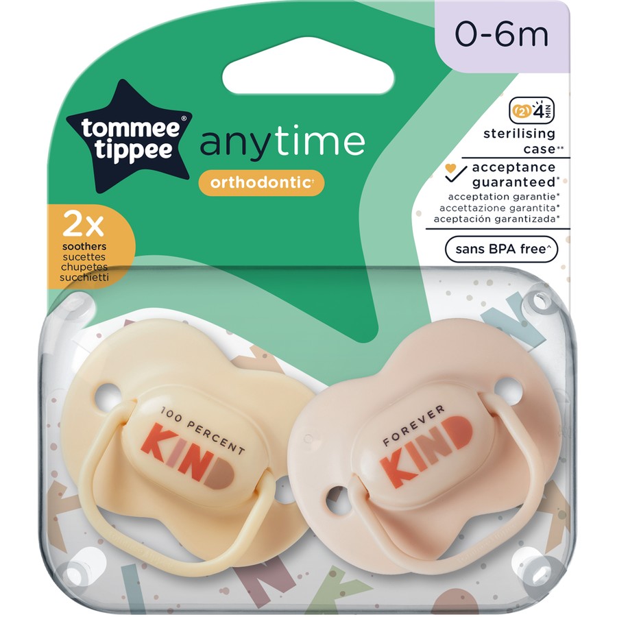 Tommee Tippee Anytime Soothers 0-6 Months 2 Pack - Rose / Apricot