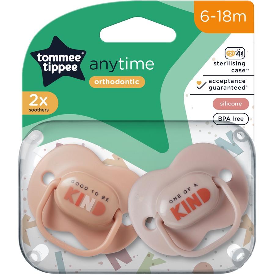 Tommee Tippee Anytime Soothers 6-18 Months 2 Pack - Rose / Mauve