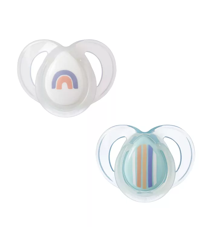 Tommee Tippee Closer To Nature Night Time Soothers 6-18 Months 2 Pack - Rainbow Pack