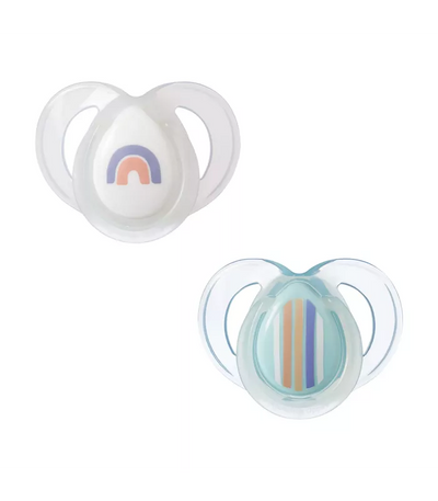 Tommee Tippee Closer To Nature Night Time Soothers 6-18 Months 2 Pack - Rainbow Pack