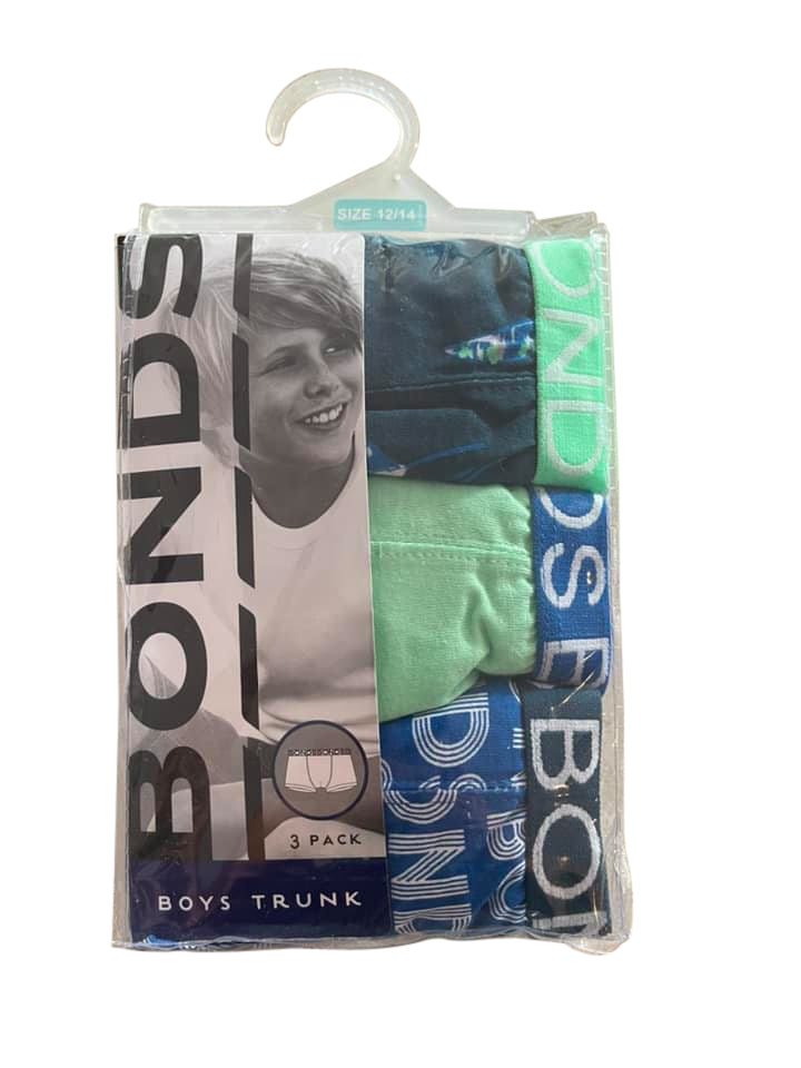 Bonds Boys Trunk 3 Pack - Blue/Green Print