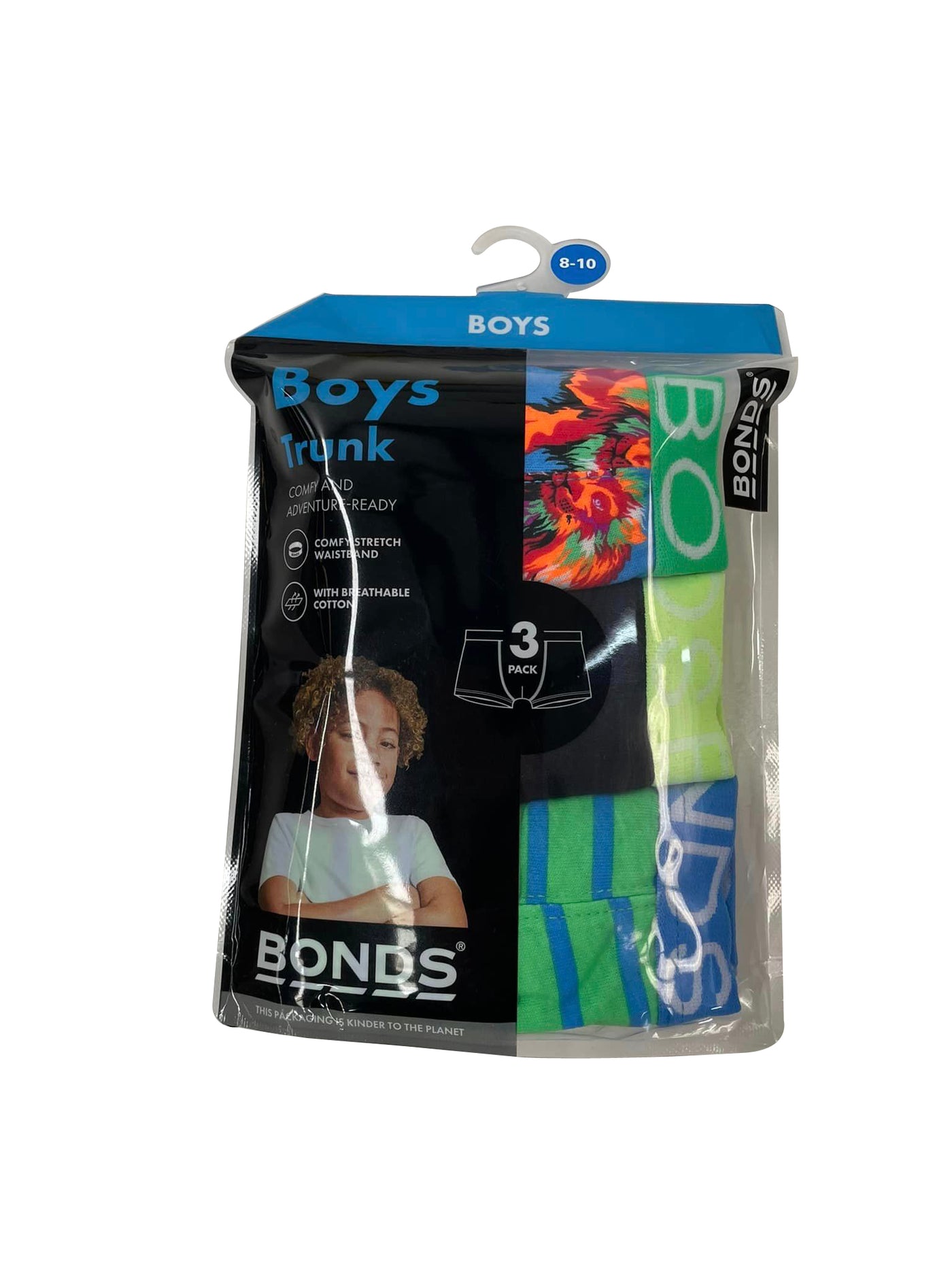 Bonds Boys 3 Pack Trunk - Rainbow Lion/Black/Blue Green Stripe