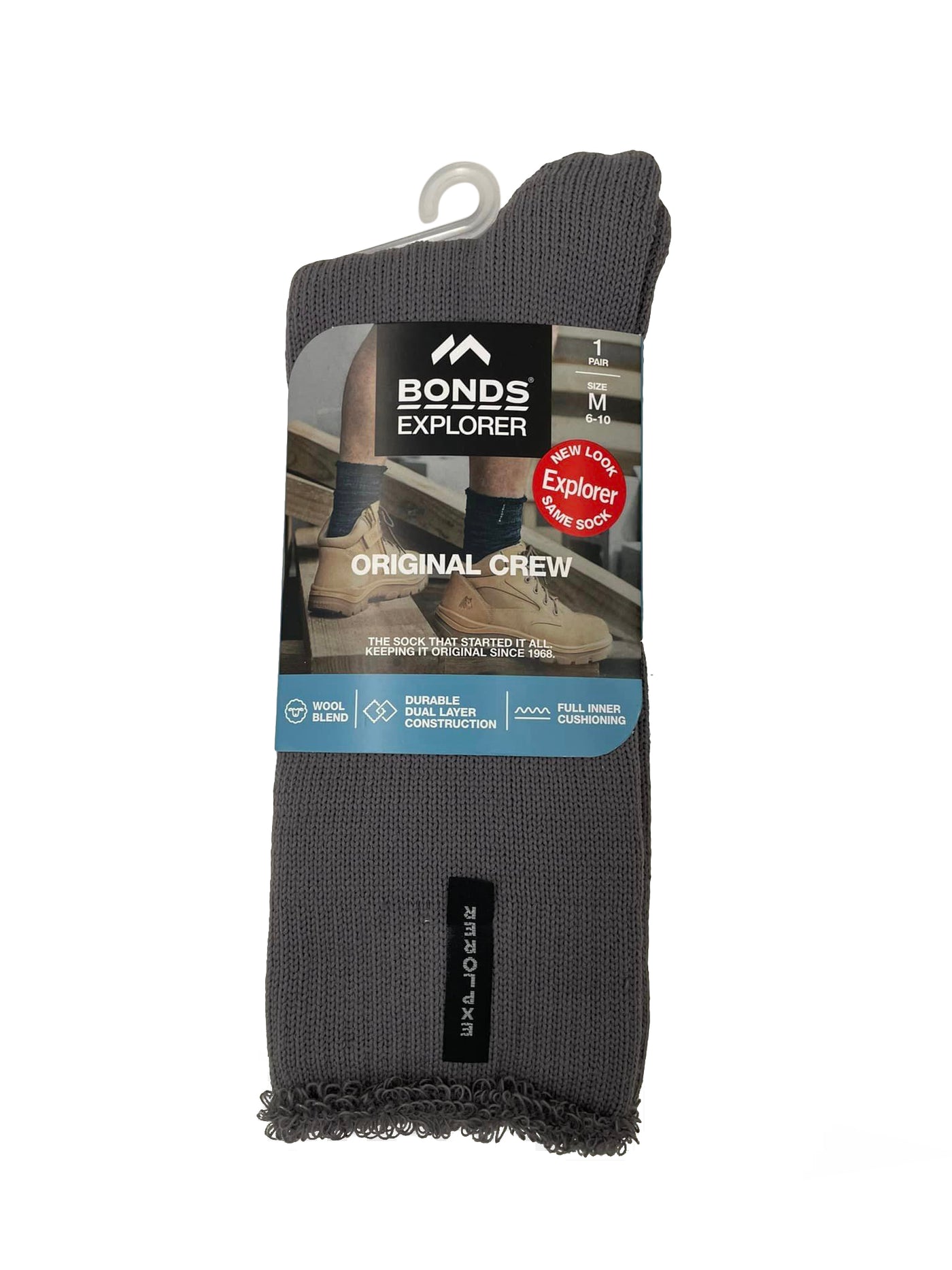 Bonds Explorer Mens Original Crew Sock 1 Pack - Grey