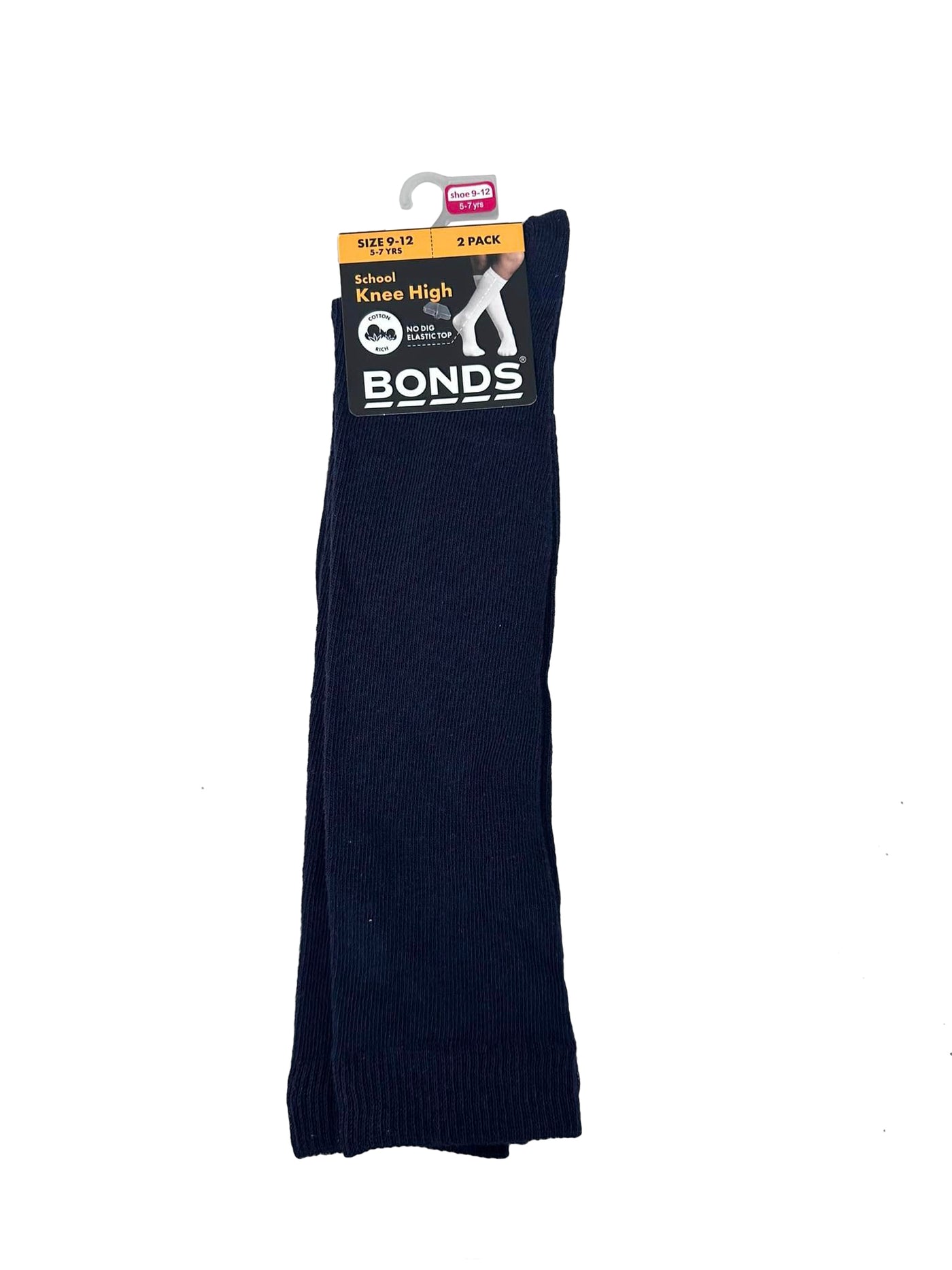 Bonds Kids School Knee High Socks 2 Pack - Navy