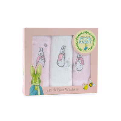 Bubba Blue Peter Rabbit 'Cloud' 3 Pack Face Washers - Pink