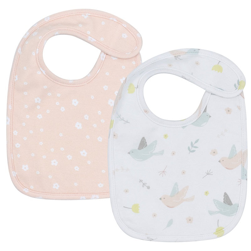 Living Textiles 2 Pack Baby Bibs - Ava/Blush Floral
