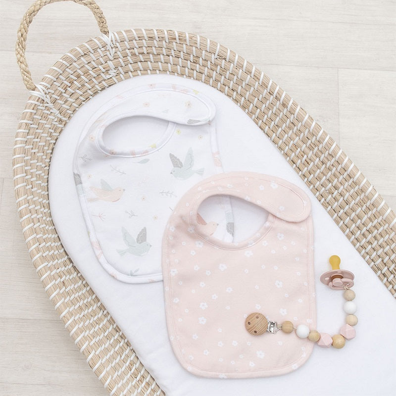 Living Textiles 2 Pack Baby Bibs - Ava/Blush Floral