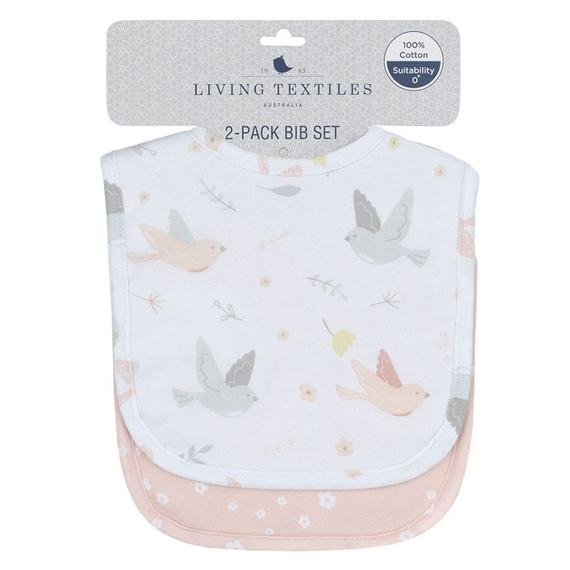 Living Textiles 2 Pack Baby Bibs - Ava/Blush Floral