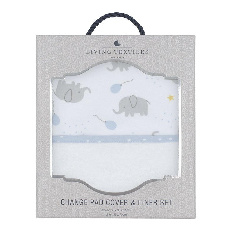 Living Textiles Change Pad Cover & Liner - Mason Elephant