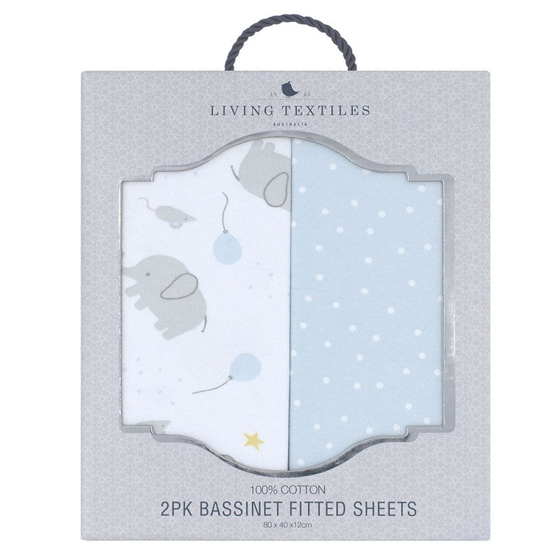Living Textiles 2 Pack Jersey Bassinet Fitted Sheets - Mason/Confetti