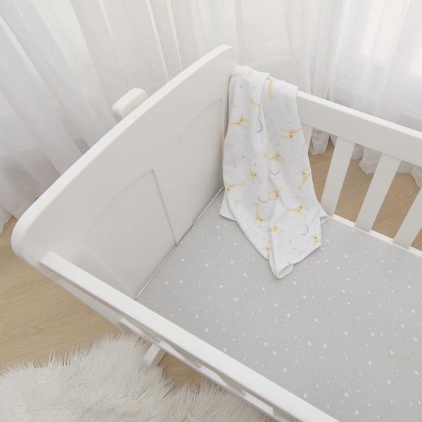 Living Textiles 2 Pack Jersey Bassinet Fitted Sheets - Noah/Stars