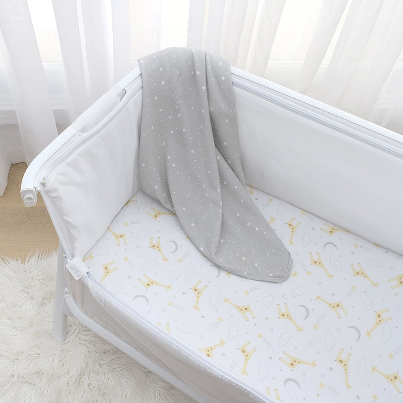 Living Textiles 2 Pack Jersey Co-Sleeper/Cradle Fitted Sheets - Noah/Stars