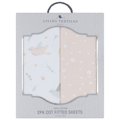 Living Textiles 2 Pack Jersey Cot Fitted Sheets - Ava/Blush Floral