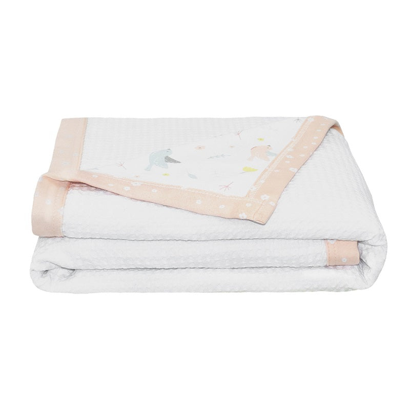 Living Textiles Cot Waffle Blanket - Ava Birds/Floral