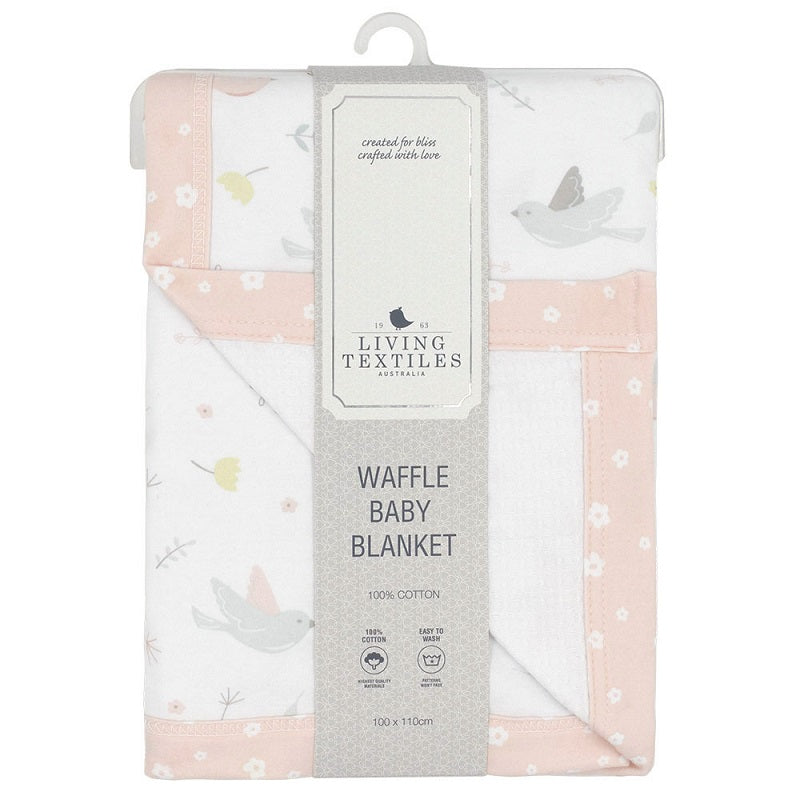 Living Textiles Cot Waffle Blanket - Ava Birds/Floral