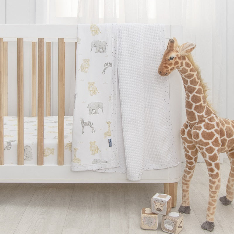 Living Textiles Cot Waffle Blanket - Savanna Babies