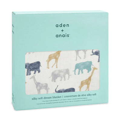 Aden And Anais Silky Soft Bamboo Muslin Dream Blanket - Expedition Elephants And Giraffes