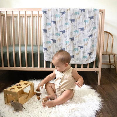 Aden And Anais Silky Soft Bamboo Muslin Dream Blanket - Expedition Elephants And Giraffes