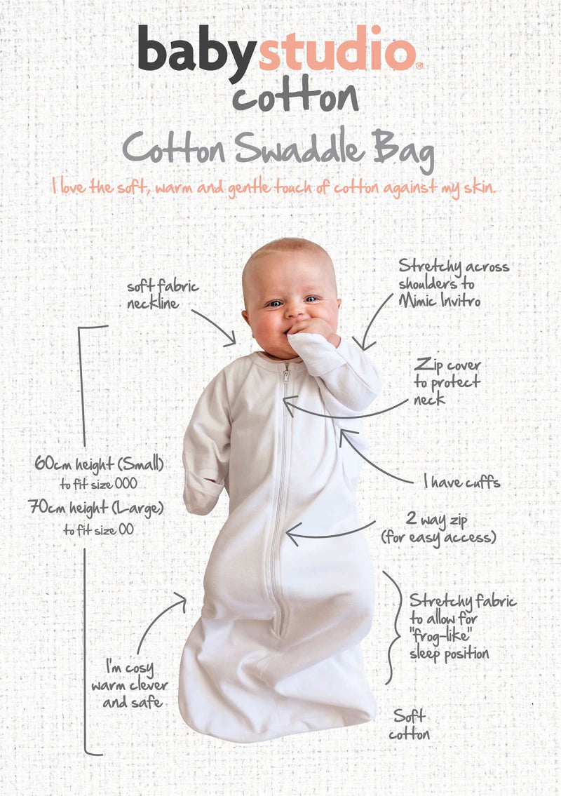 Baby Studio All In One Cotton Swaddlebag - Hugs Equals Love