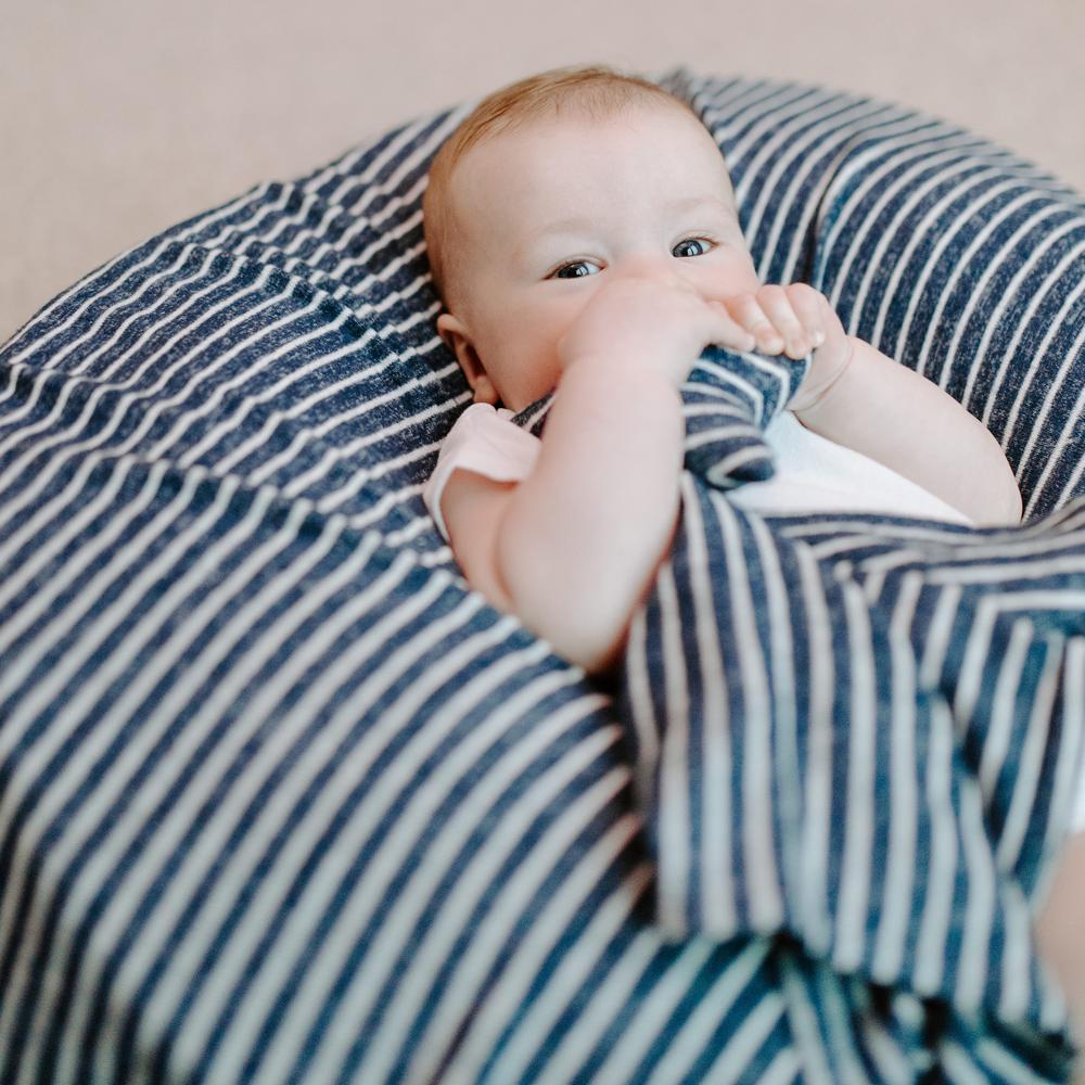 Aden and Anais Snuggle Knit Newborn Swaddle Blanket - Navy Stripe