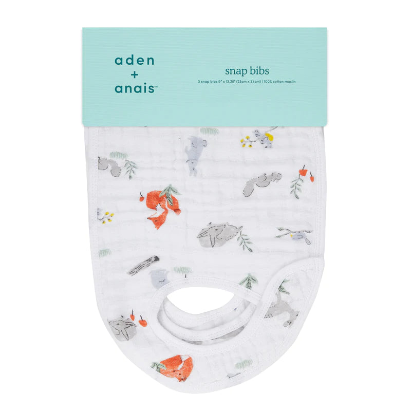 Aden and Anais Classic Snap Bibs 3 Pack - Naturally