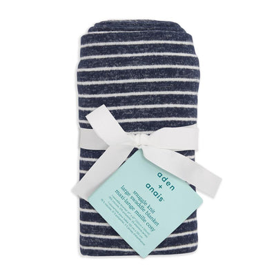 Aden and Anais Snuggle Knit Newborn Swaddle Blanket - Navy Stripe
