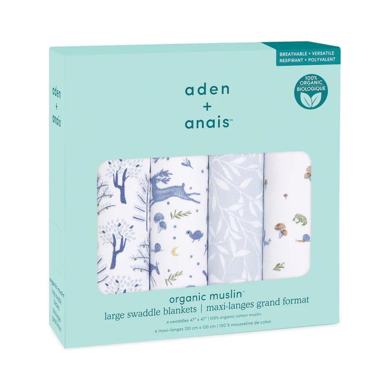 Aden And Anais Organic 4 Pack Swaddles - Outdoors