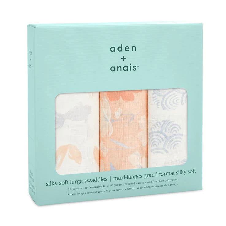 Aden And Anais 3 Pack Silky Soft Swaddles - Koi Pond