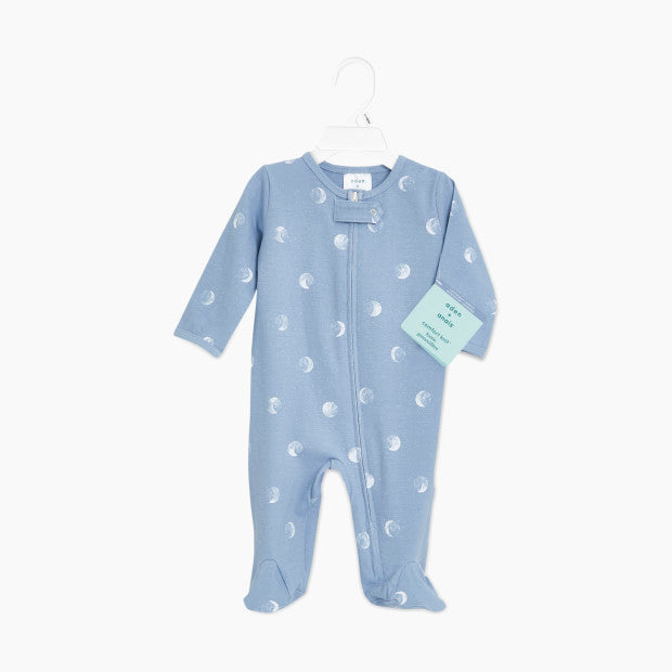 Aden and Anais Comfort Knit Long Sleeve Zip One-Piece - Blue Moon