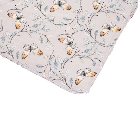 All 4 Ella Fitted Cot Sheet Bamboo Cotton - Butterfly