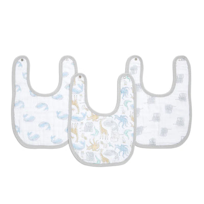Aden and Anais Essentials 3 Pack Classic Snap Bibs - Natural History