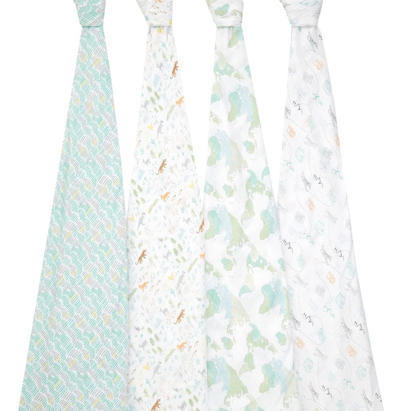 Aden And Anais Essential Classic 4 Pack Swaddles - Voyager