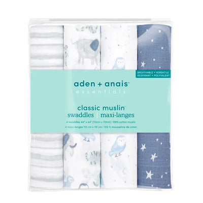 Aden And Anais Essential Classic 4 Pack Swaddles - Time To Dream