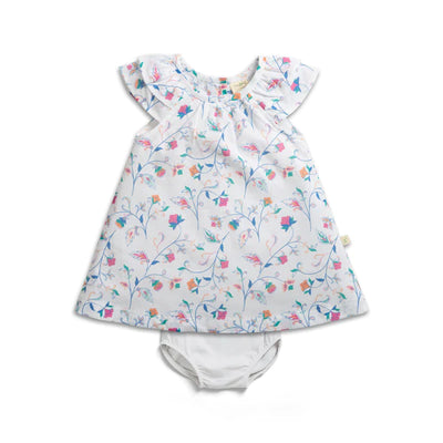 Tiny Twig Organic Flutter Sleeve Dress And Bloomer Set - Bold Floral