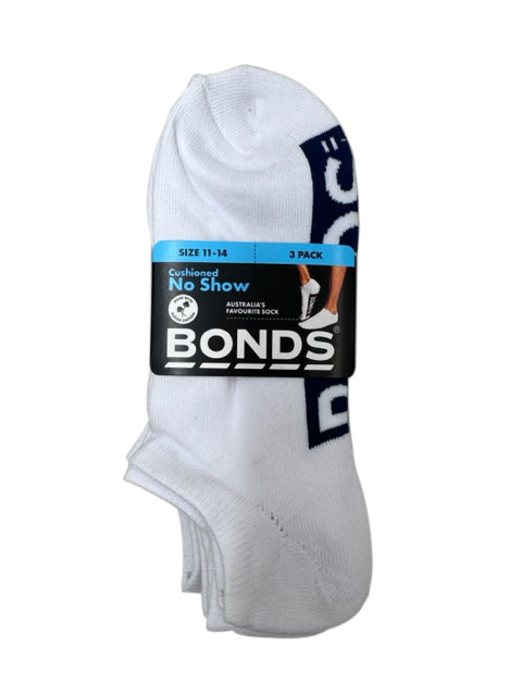 Bonds Men's Cushioned No Show Socks 3 Pack - White With Navy/Red/Blue