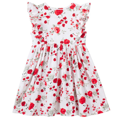 Designer Kidz Penny Floral Short Sleeve Hazel Dress - Red