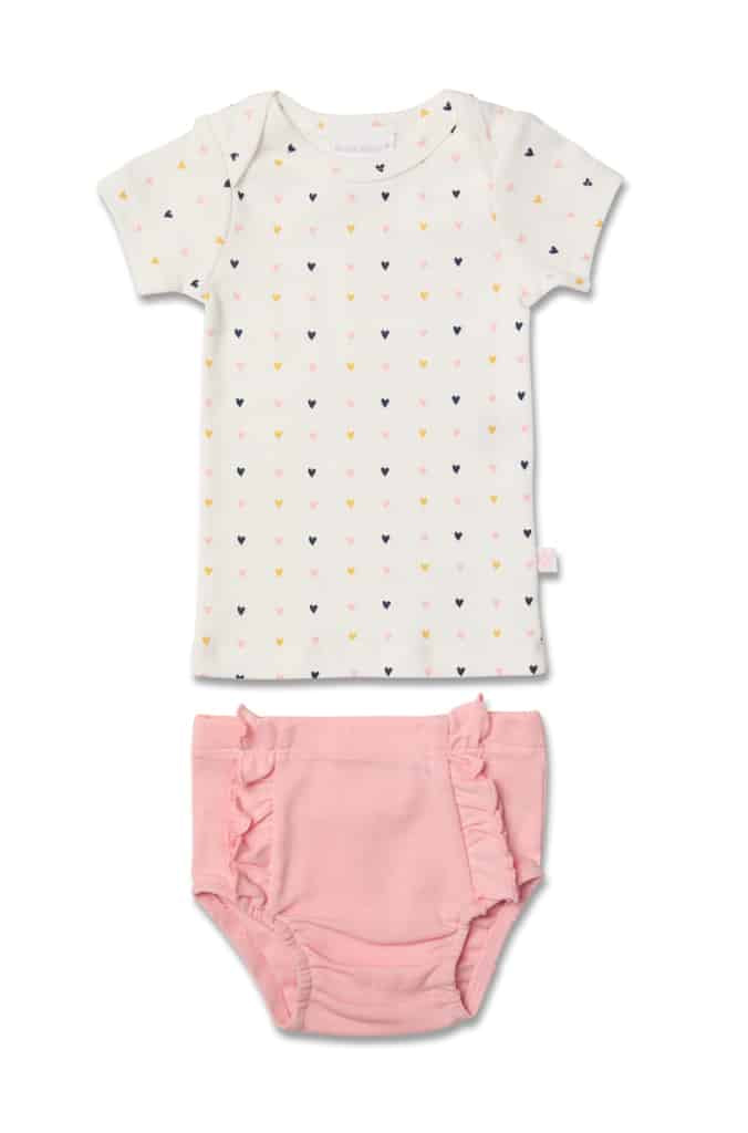 Marquise Girls Lots of Love T-Shirt & Nappy Cover Set - Print/Pink