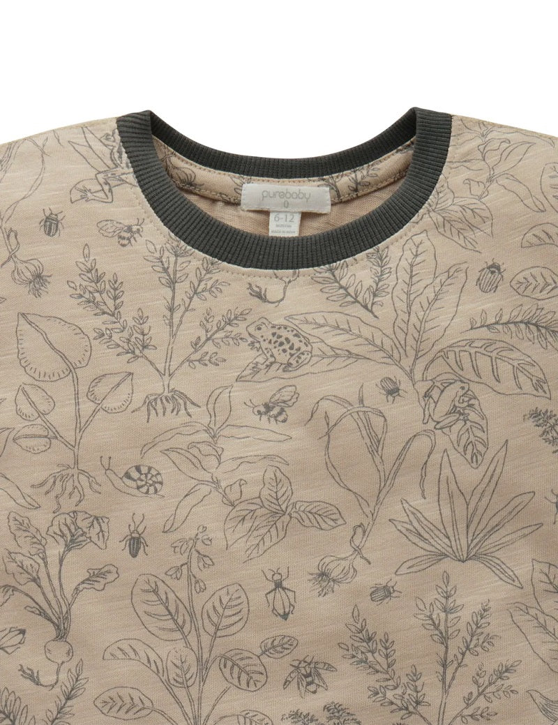 Purebaby Hidden Bugs Relaxed T Shirt - Overgrown Garden Print