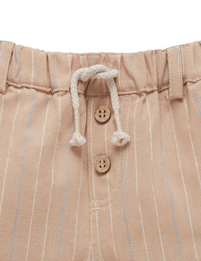 Purebaby Pull On Shorts - Taupe Stripe